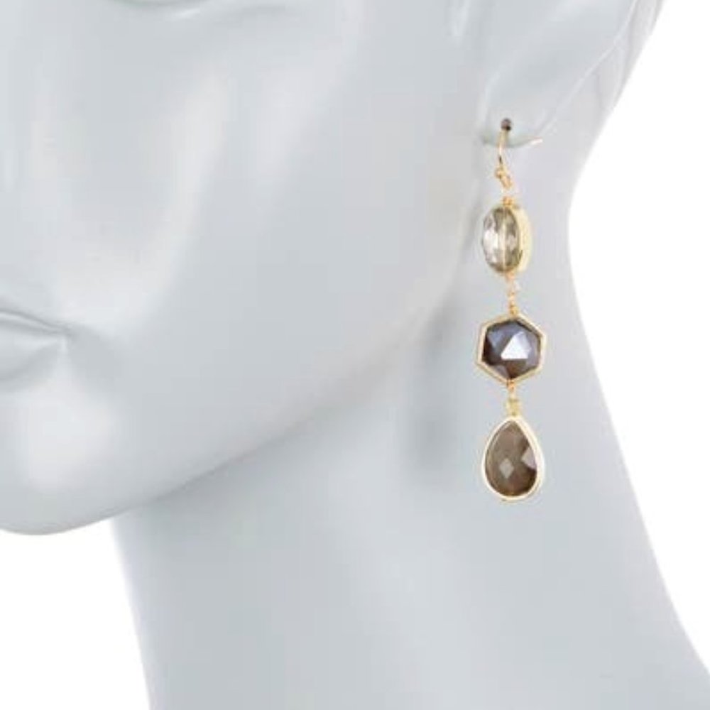 Panacea Grey Hematite Crystal Linear Earrings